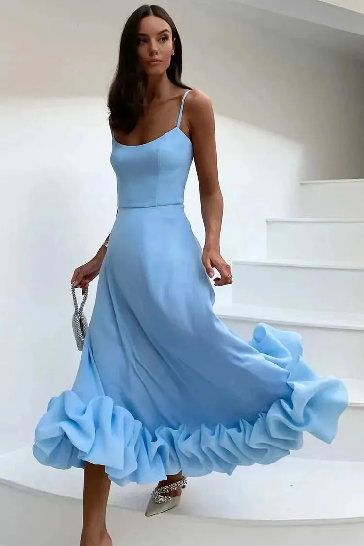 Cami Ruffle Hem Formal Party Bridesmaid A-Line Maxi Dress