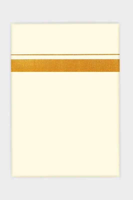 Carina - Cream Single Layered Dhoti with Gold Jari Border For Men | Uathayam
