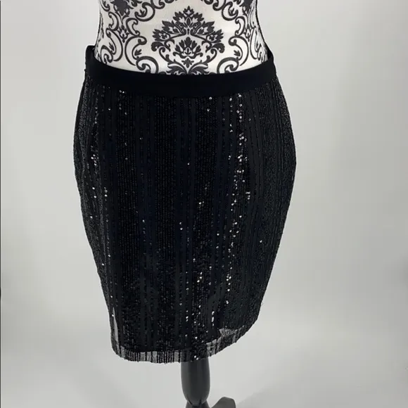 CECE Women Black Knee Length sequin Pencil skirt