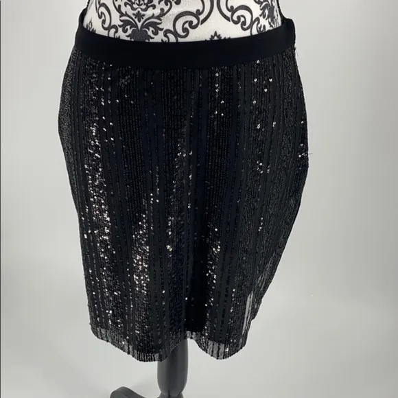 CECE Women Black Knee Length sequin Pencil skirt