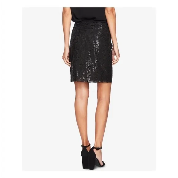 CECE Women Black Knee Length sequin Pencil skirt