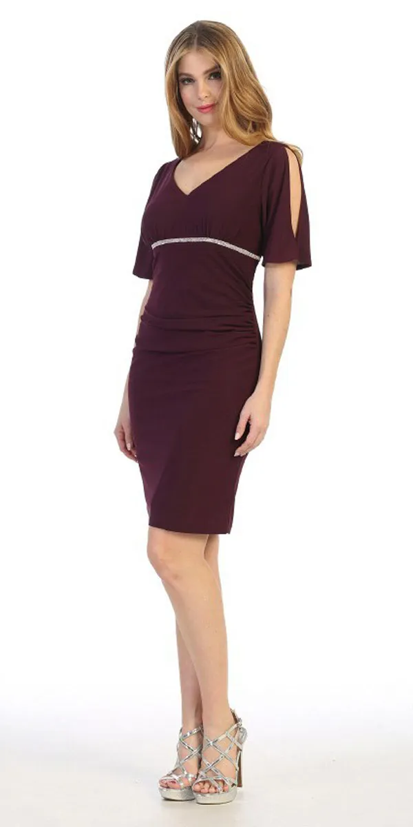 Celavie 6500 Short Fitted Dress with Mid Slit Sleeves