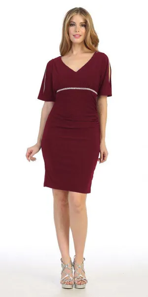 Celavie 6500 Short Fitted Dress with Mid Slit Sleeves