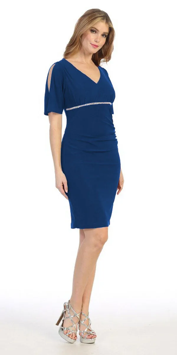 Celavie 6500 Short Fitted Dress with Mid Slit Sleeves