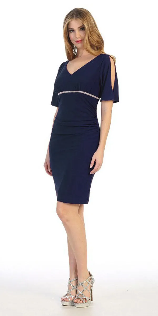 Celavie 6500 Short Fitted Dress with Mid Slit Sleeves