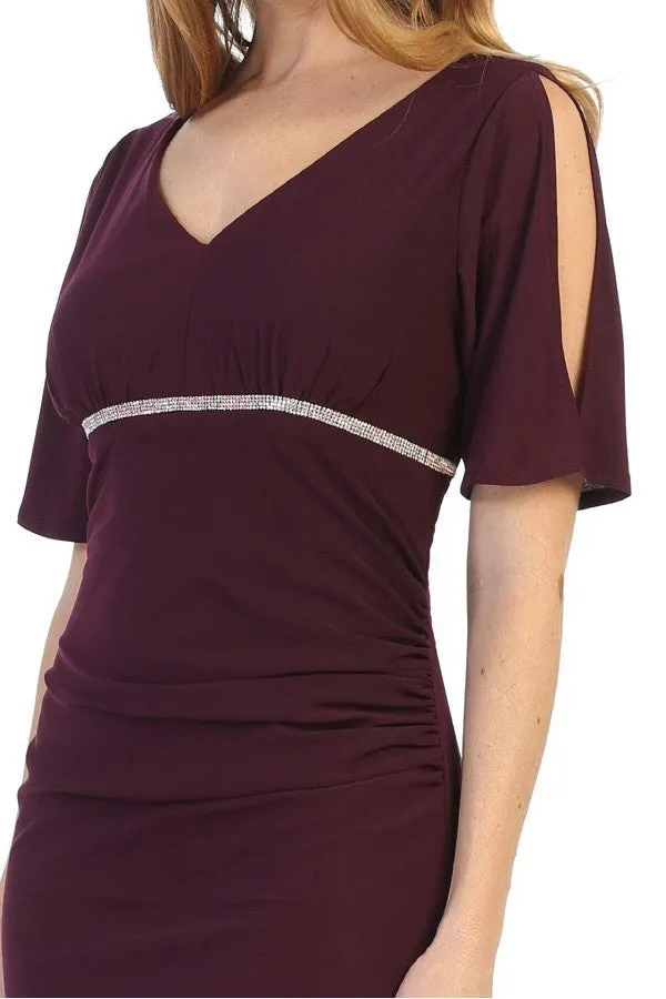 Celavie 6500 Short Fitted Dress with Mid Slit Sleeves