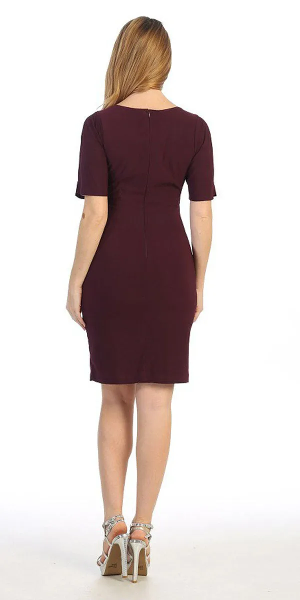 Celavie 6500 Short Fitted Dress with Mid Slit Sleeves