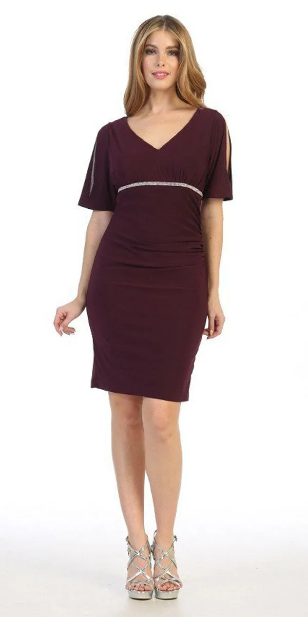 Celavie 6500 Short Fitted Dress with Mid Slit Sleeves