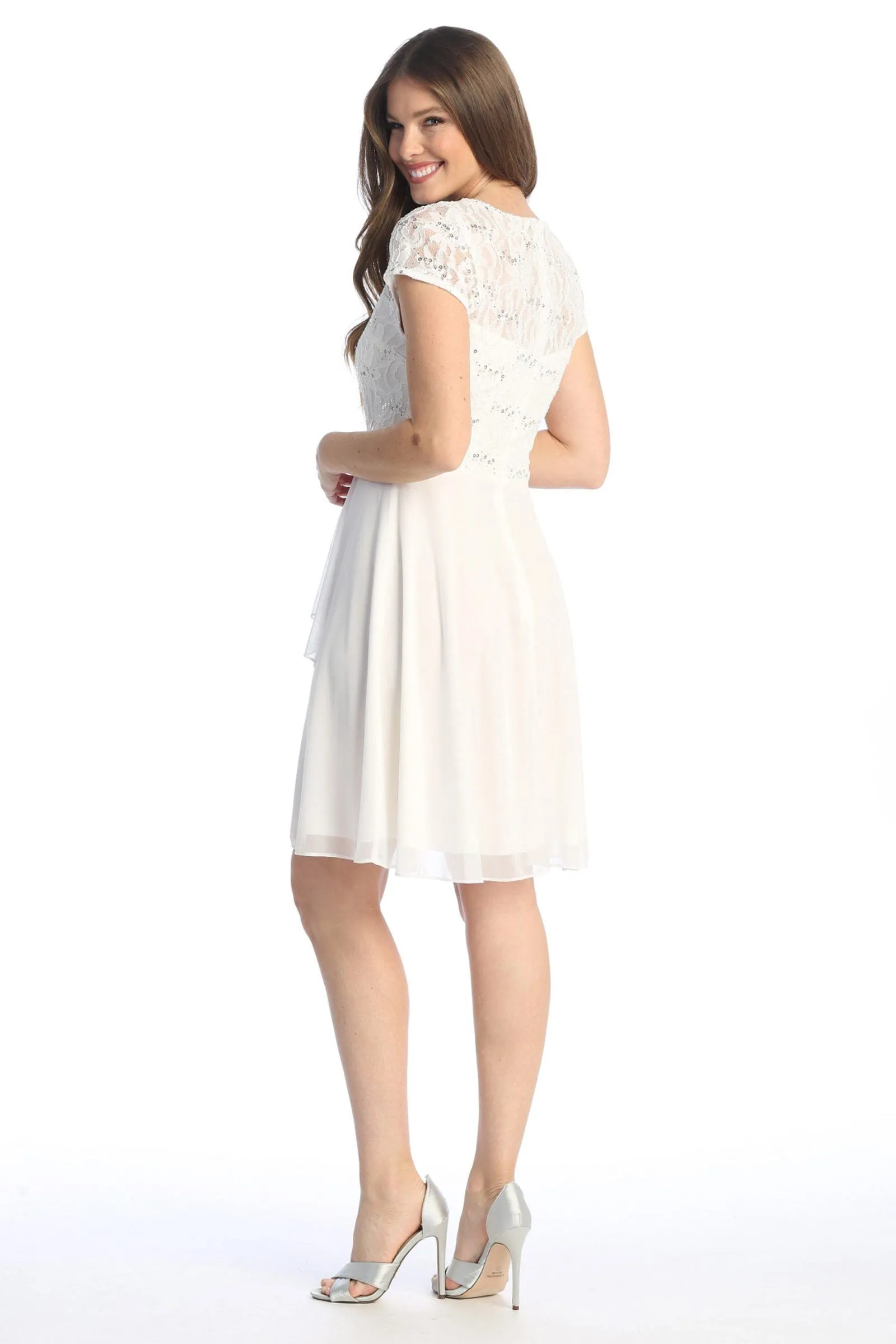 Celavie 6562-S Dress Cap Sleeve A-Line Knee Length Dress