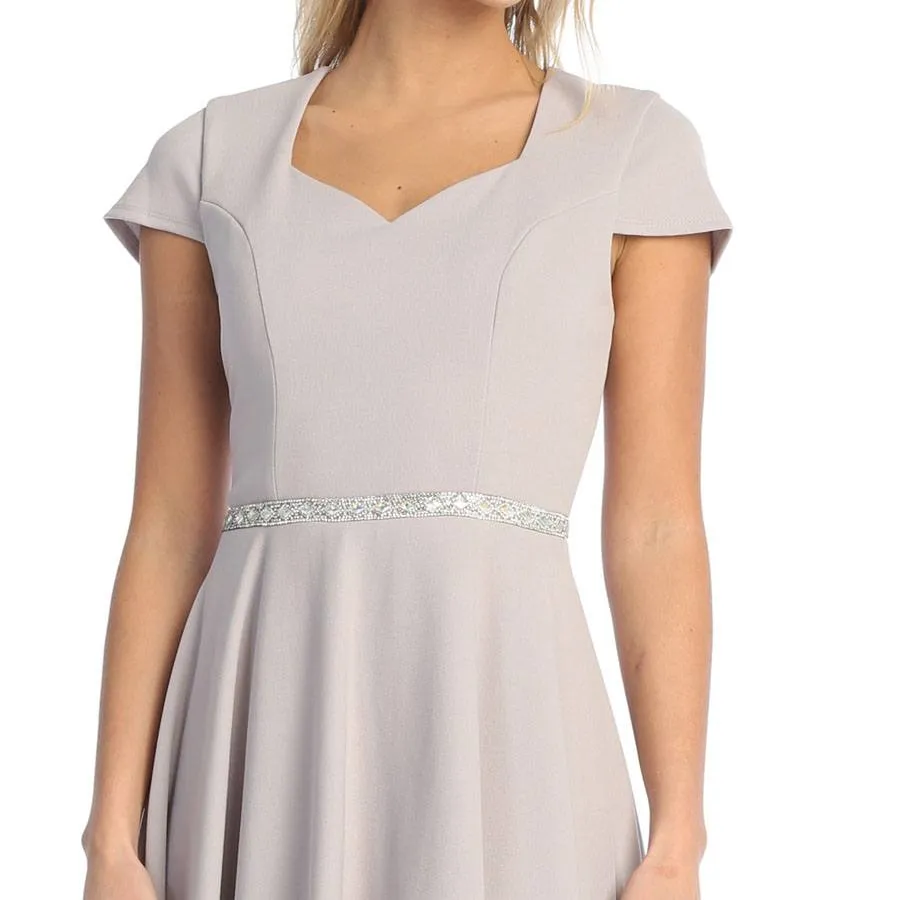Celavie 6576-S Short A-Line Dress with Short Sleeves