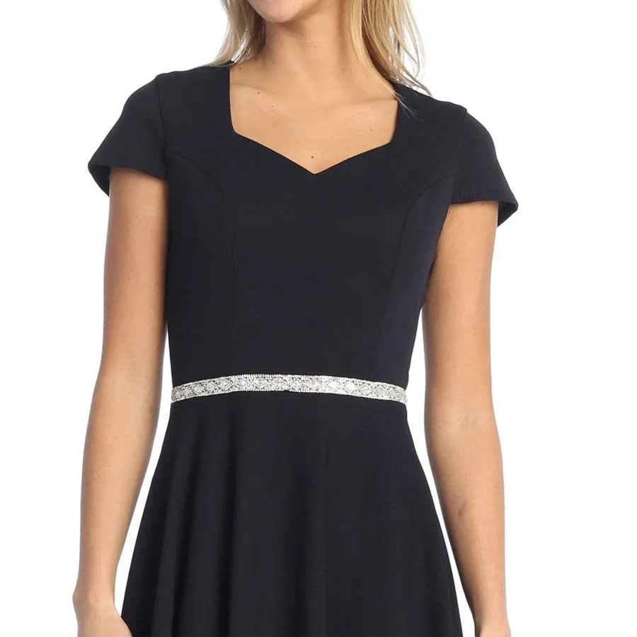 Celavie 6576-S Short A-Line Dress with Short Sleeves