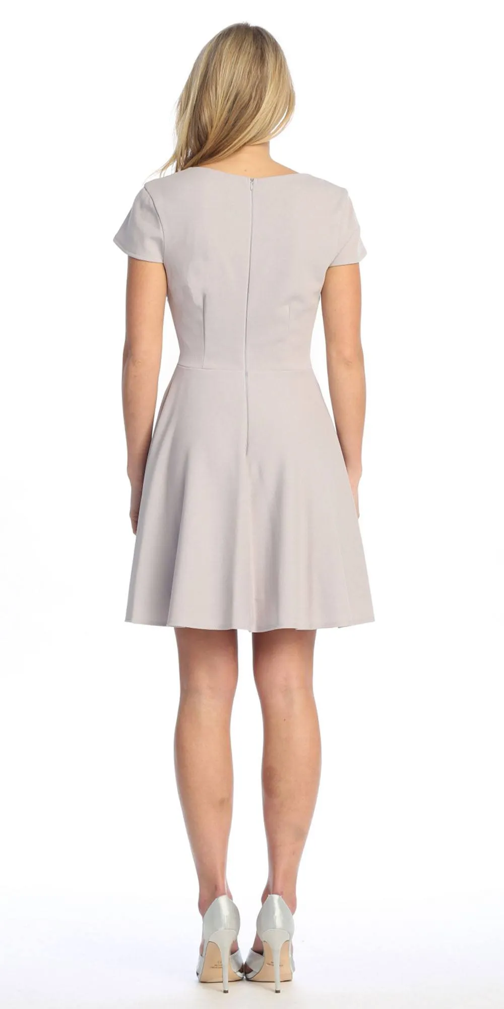 Celavie 6576-S Short A-Line Dress with Short Sleeves