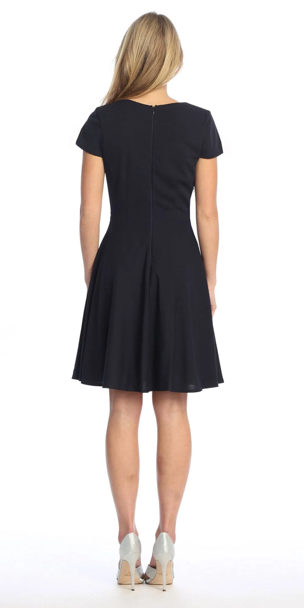 Celavie 6576-S Short A-Line Dress with Short Sleeves