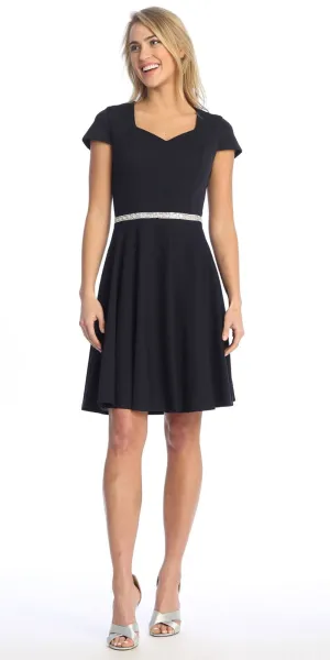 Celavie 6576-S Short A-Line Dress with Short Sleeves