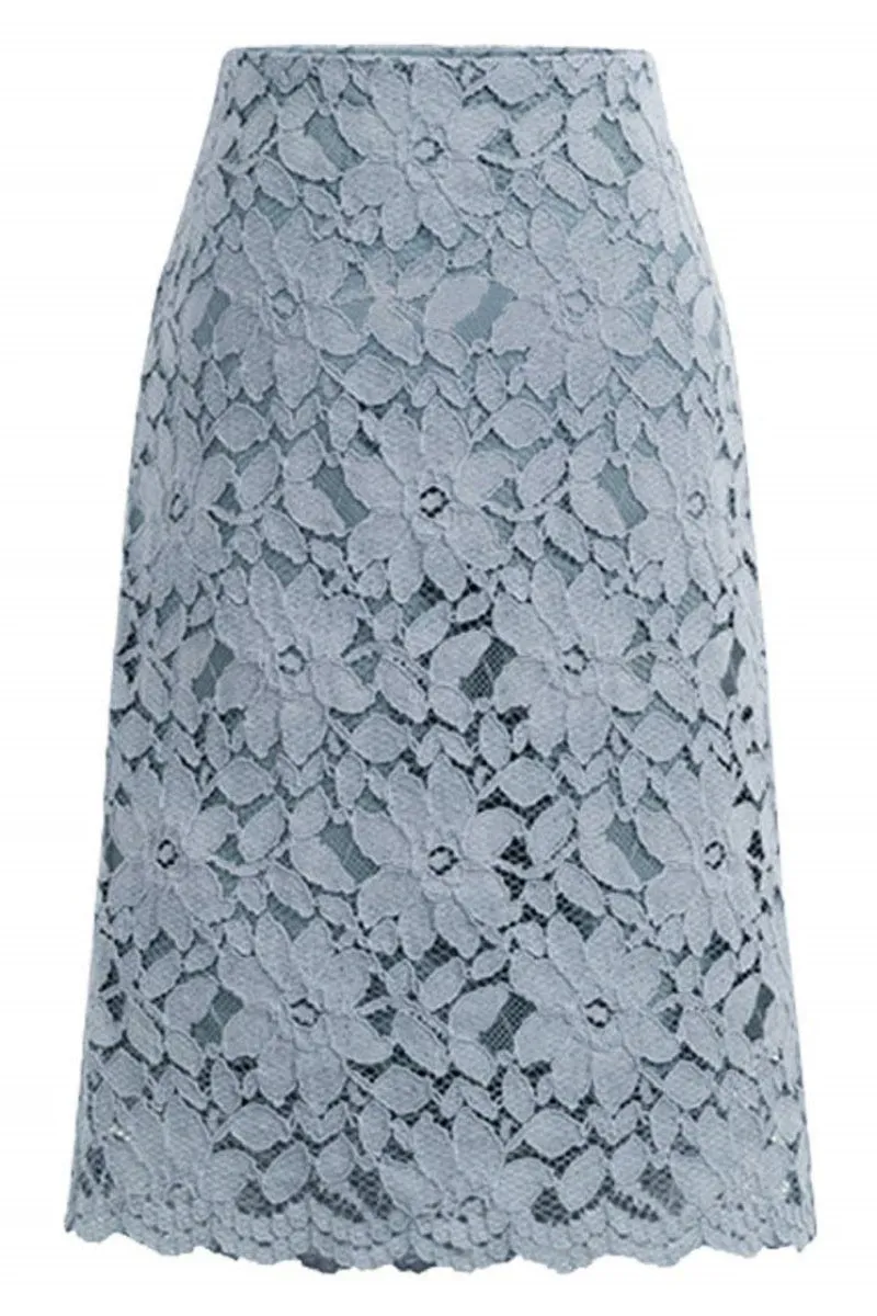 Chouyatou Women's Elegant Floral Lace Knee Length Pencil Skirt