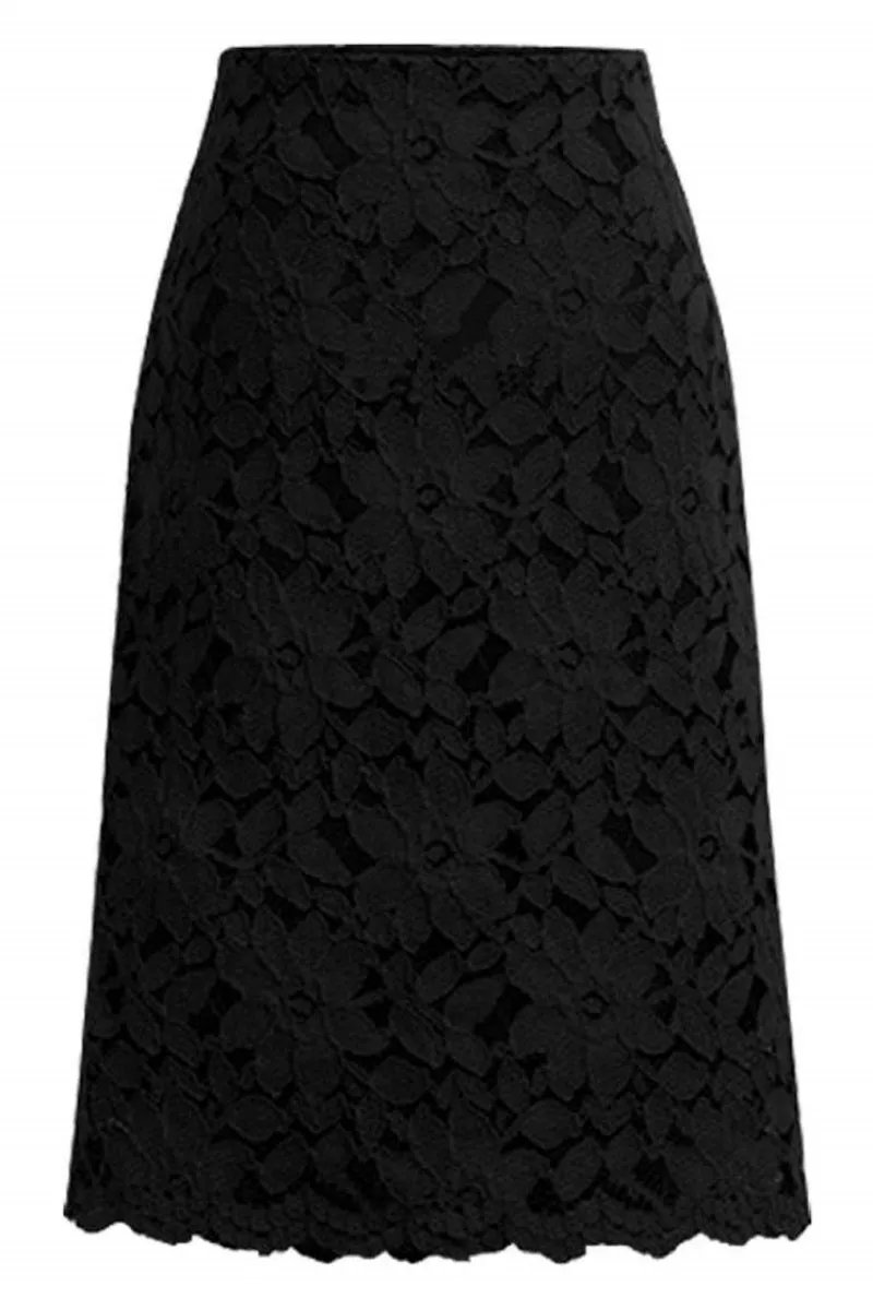 Chouyatou Women's Elegant Floral Lace Knee Length Pencil Skirt