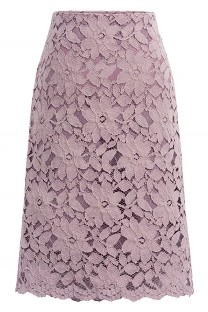 Chouyatou Women's Elegant Floral Lace Knee Length Pencil Skirt