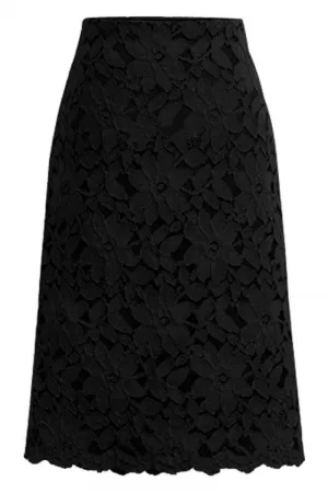 Chouyatou Women's Elegant Floral Lace Knee Length Pencil Skirt