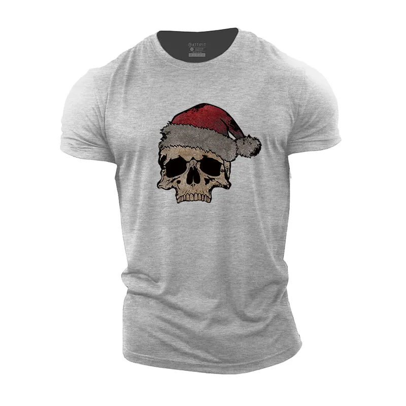 Christmas Skull Cotton T-Shirt