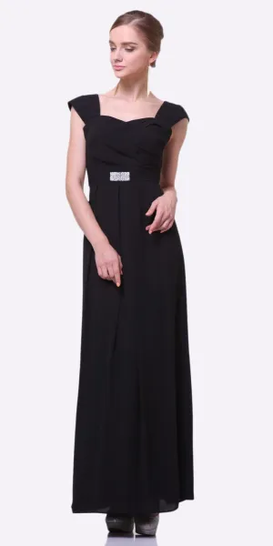 Cinderella Divine 3948 Long Cap Sleeve Gown Queen Anne Neckline
