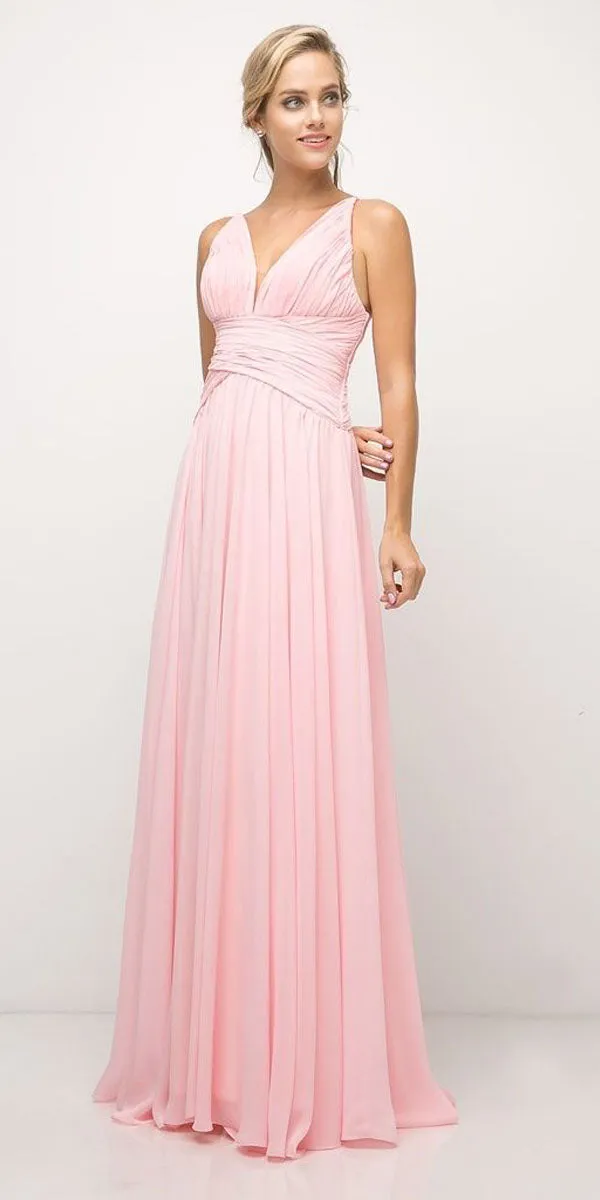 Cinderella Divine UF295 Spaghetti Strap Long A-Line Chiffon Dress