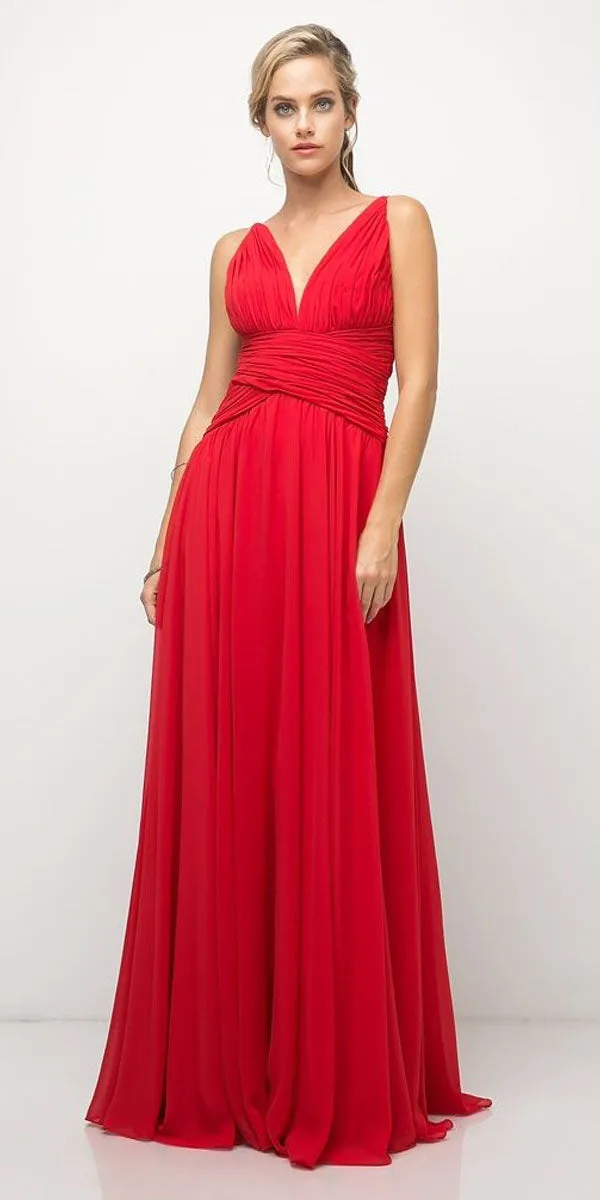 Cinderella Divine UF295 Spaghetti Strap Long A-Line Chiffon Dress