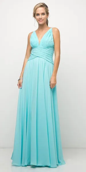 Cinderella Divine UF295 Spaghetti Strap Long A-Line Chiffon Dress
