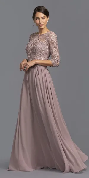 CLEARANCE - Aspeed M2340 Appliqued Mid-Length Long Formal Dress (Size Large)