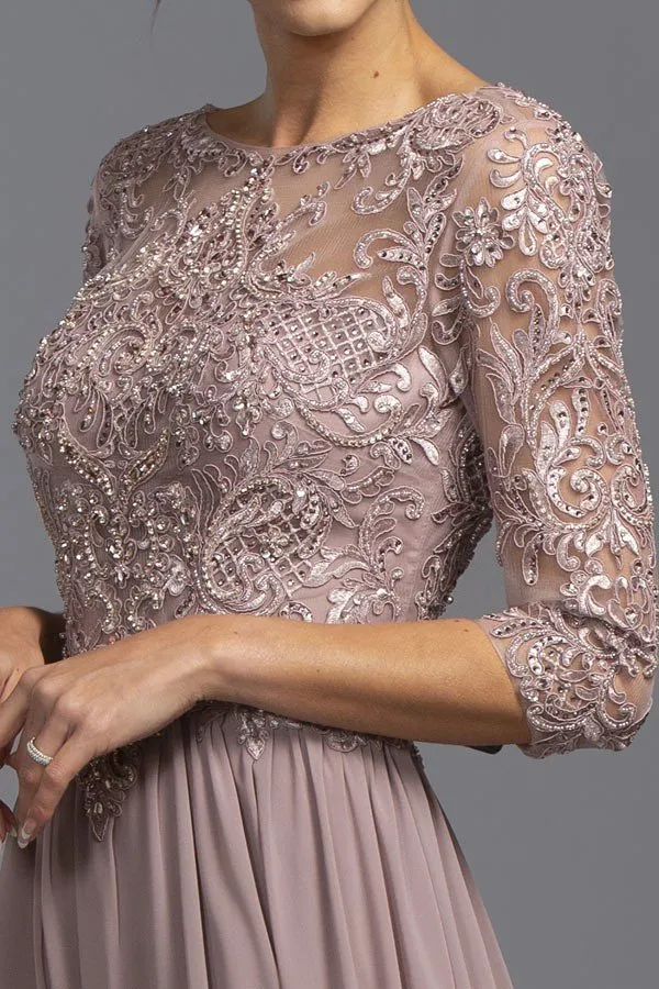 CLEARANCE - Aspeed M2340 Appliqued Mid-Length Long Formal Dress (Size Large)