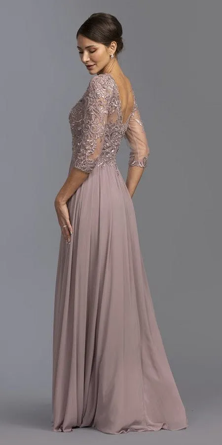 CLEARANCE - Aspeed M2340 Appliqued Mid-Length Long Formal Dress (Size Large)