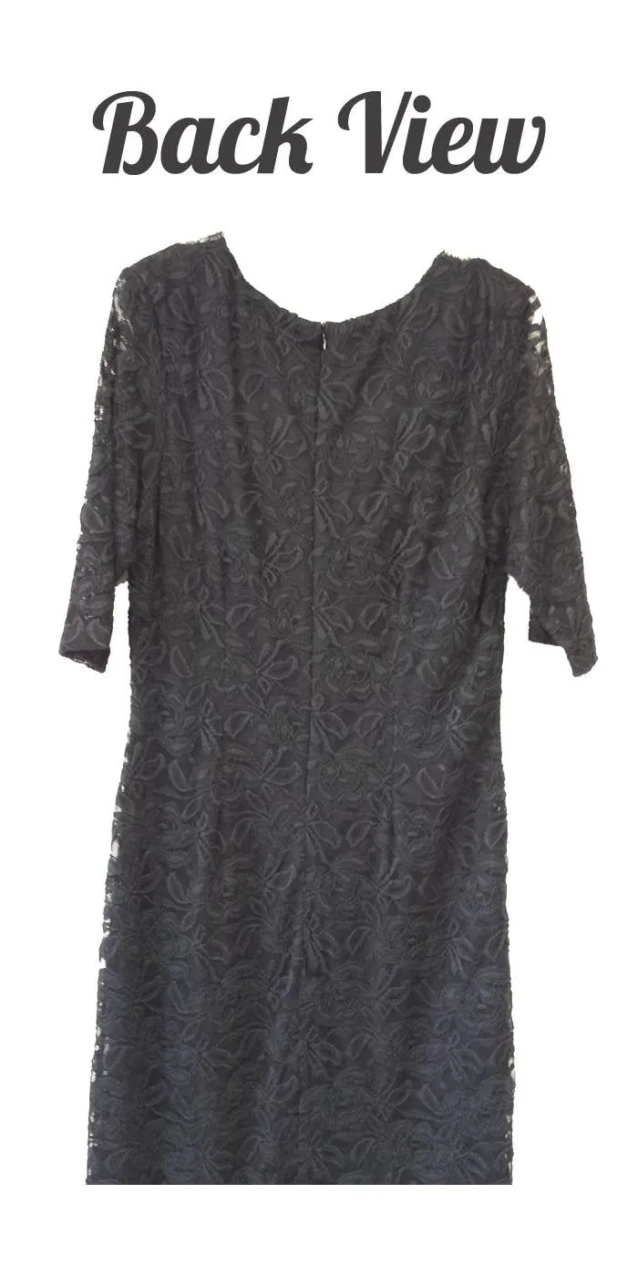 CLEARANCE - Modest Coral Knee Length Semi Formal Dress Short Sleeve Pearl Neck (Size XL, 3XL)