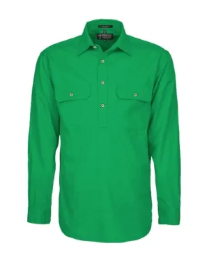 Closed Front Cotton Twill Shirt LS - Kelly Green