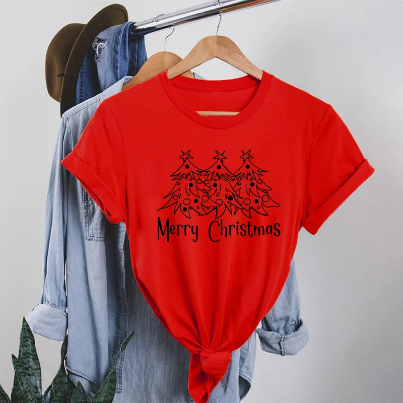 Cotton 2022 Christmas Trees T-shirts