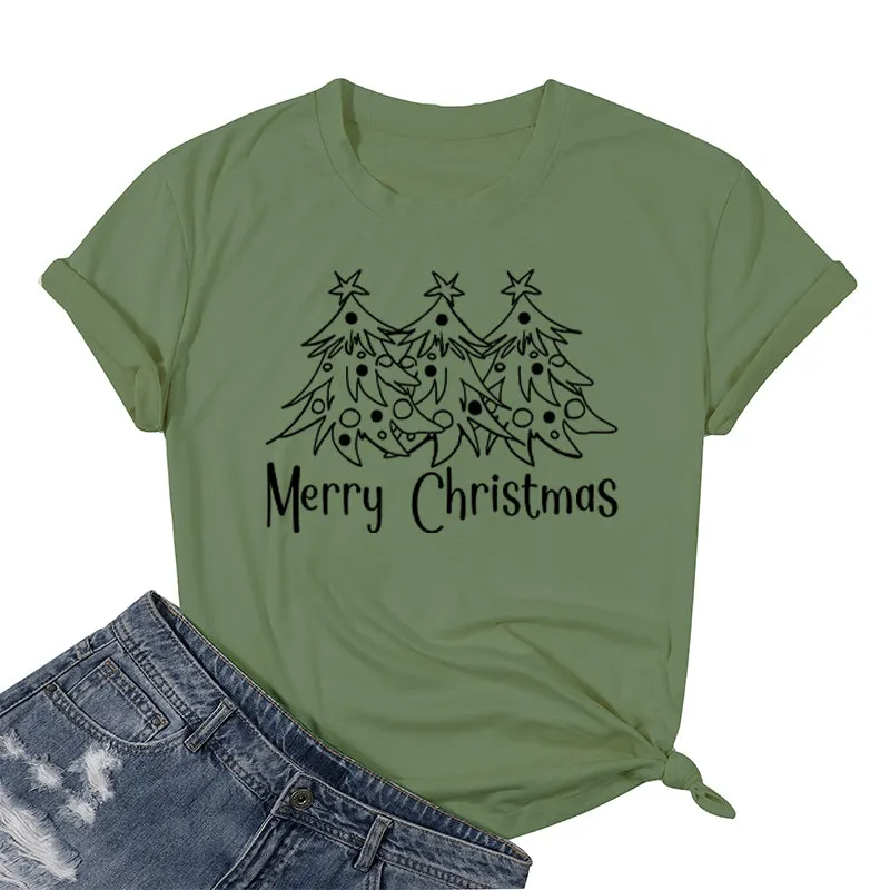 Cotton 2022 Christmas Trees T-shirts