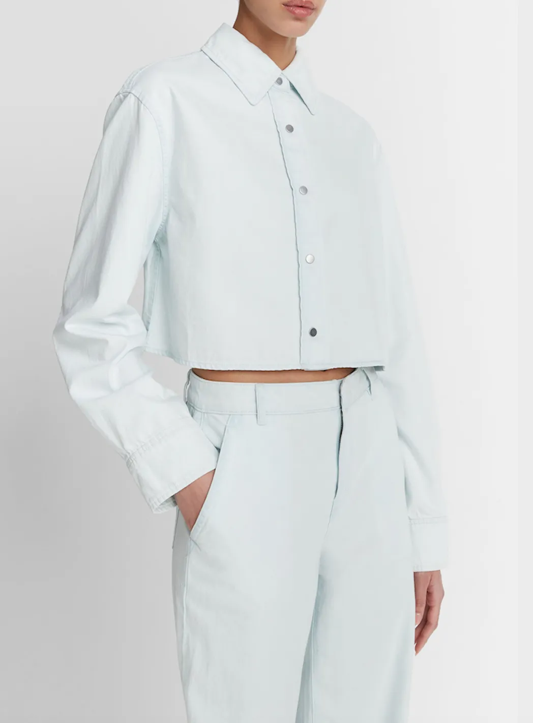 Cotton Twill Snap-Front Overshirt (Celestine)