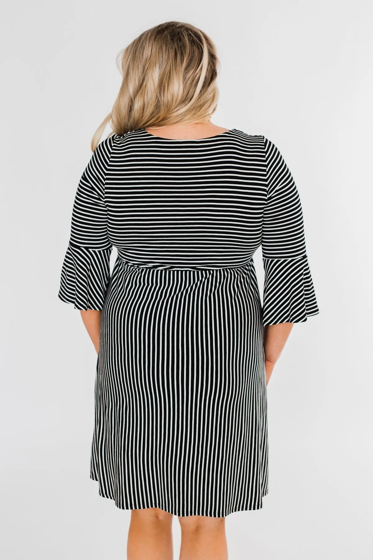 Couldn't Ask For More Striped Midi Dress- Black & White