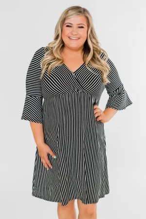 Couldn't Ask For More Striped Midi Dress- Black & White