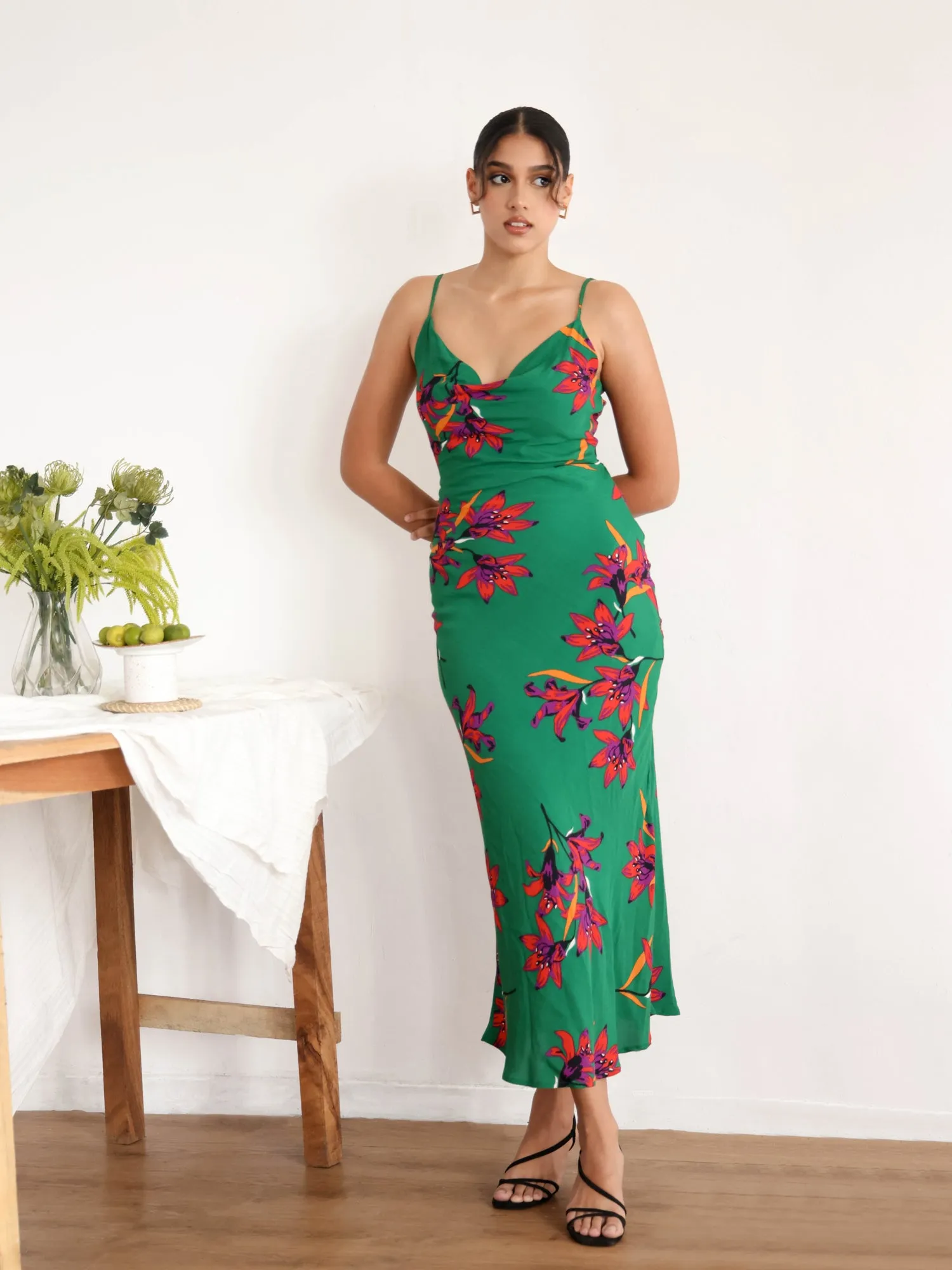 Cowl Neck Midi Dress