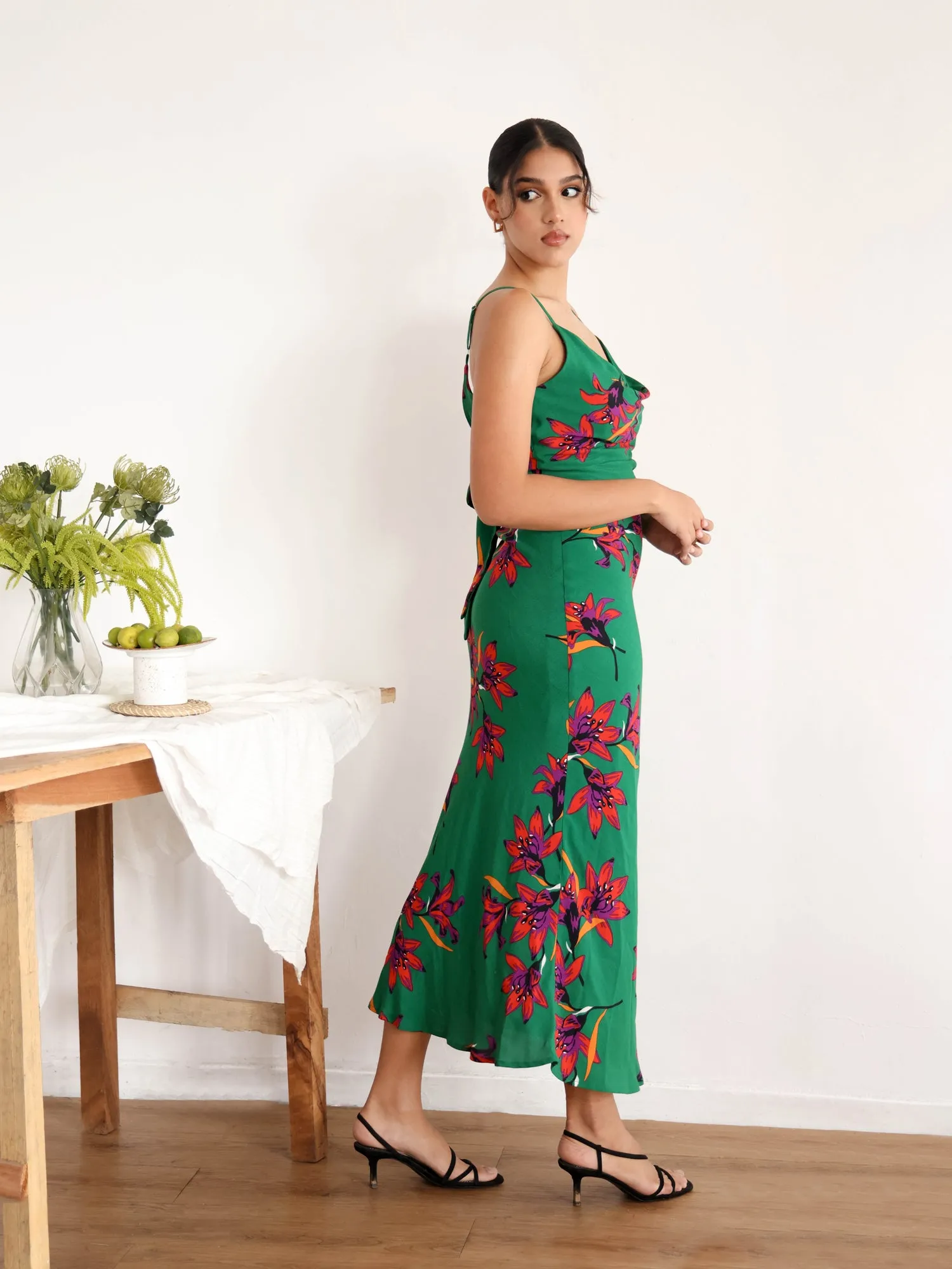 Cowl Neck Midi Dress
