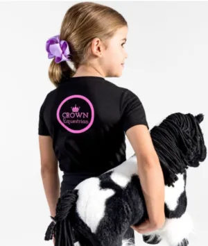 Crown Equestrian Tee Kids Pink Logo