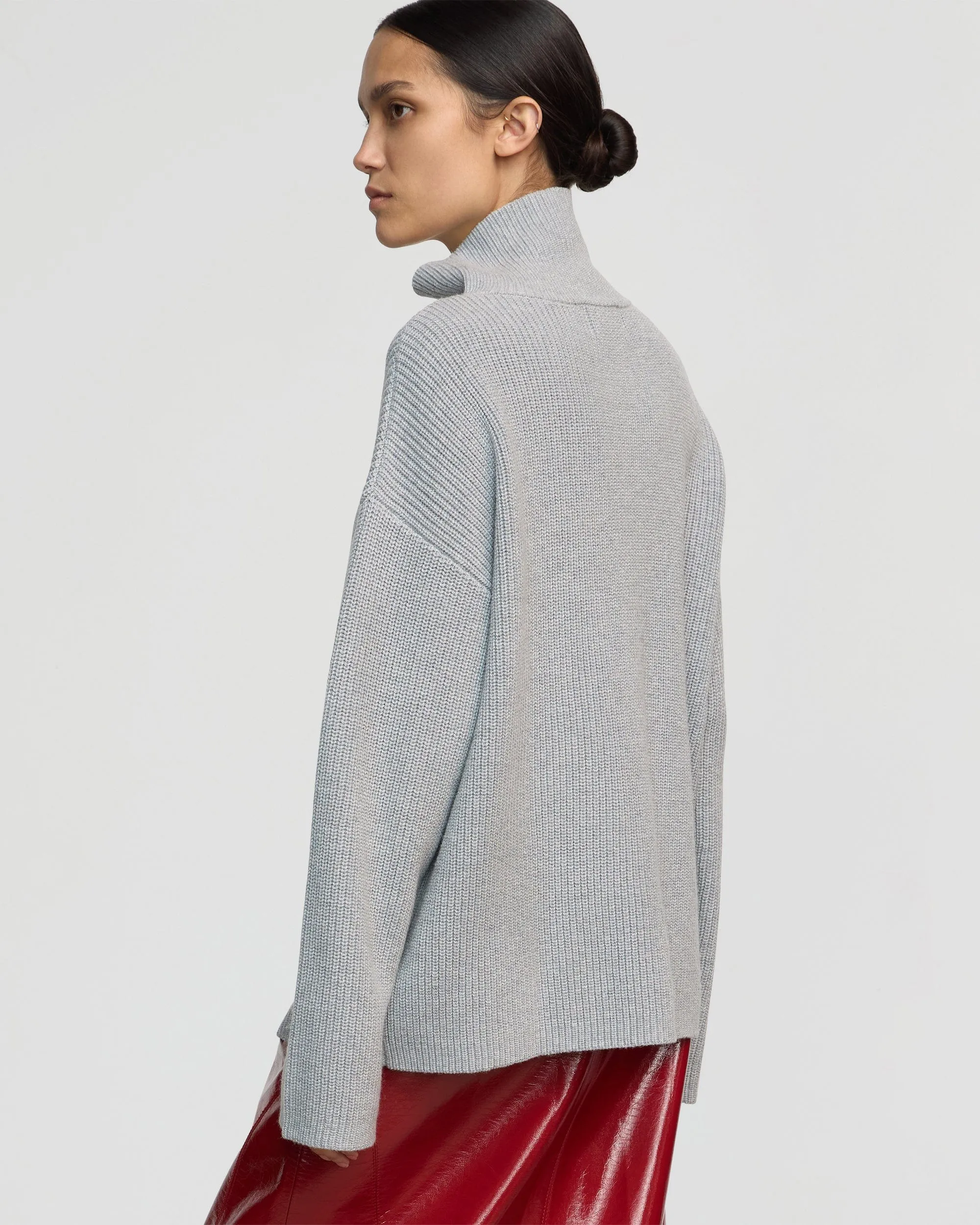 Daria Wrap-Neck Organic Cotton-Wool Sweater