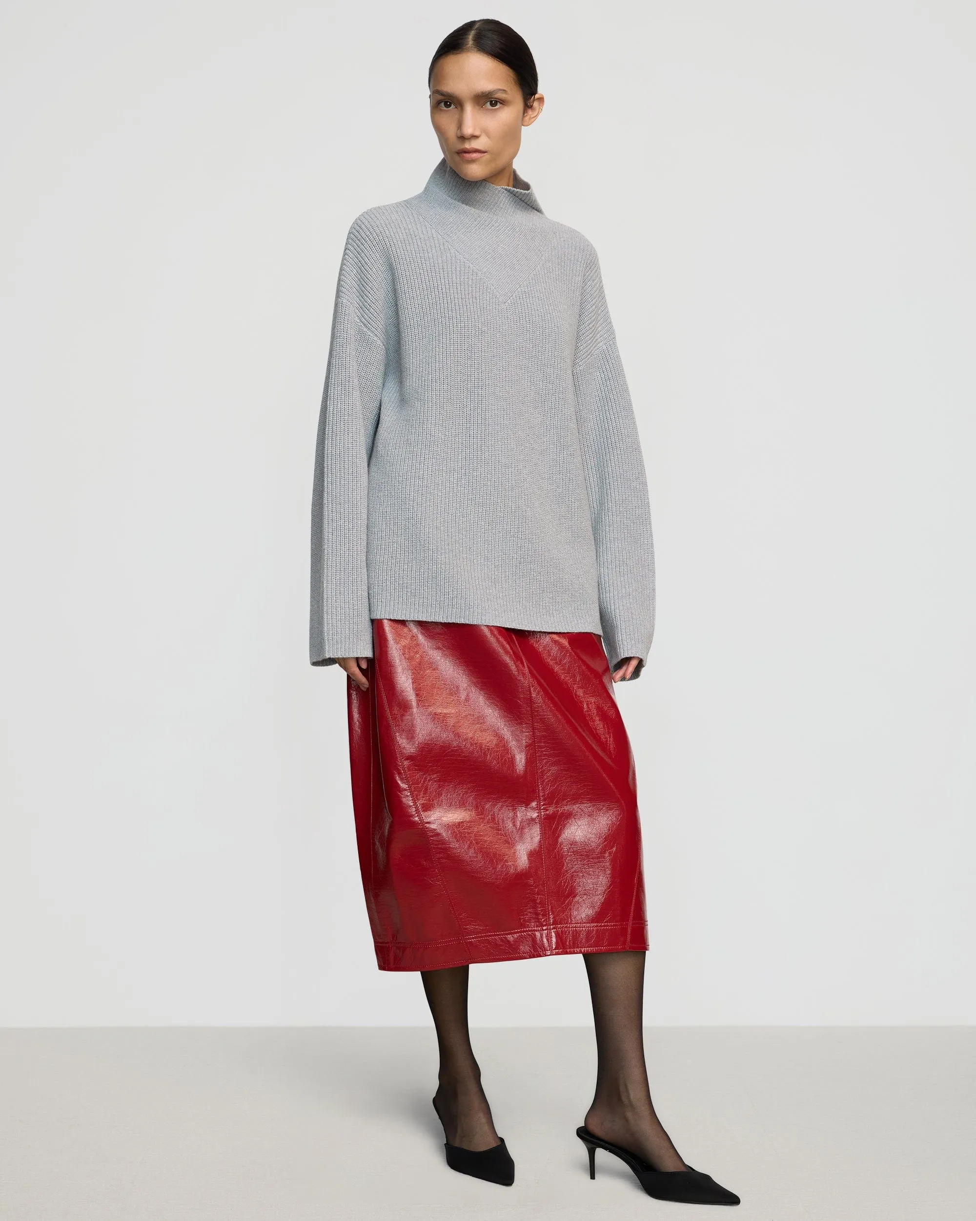 Daria Wrap-Neck Organic Cotton-Wool Sweater