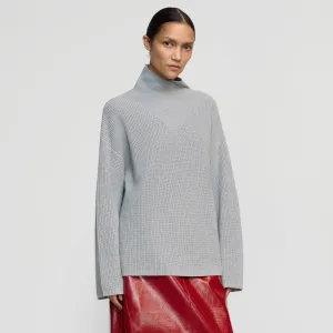 Daria Wrap-Neck Organic Cotton-Wool Sweater