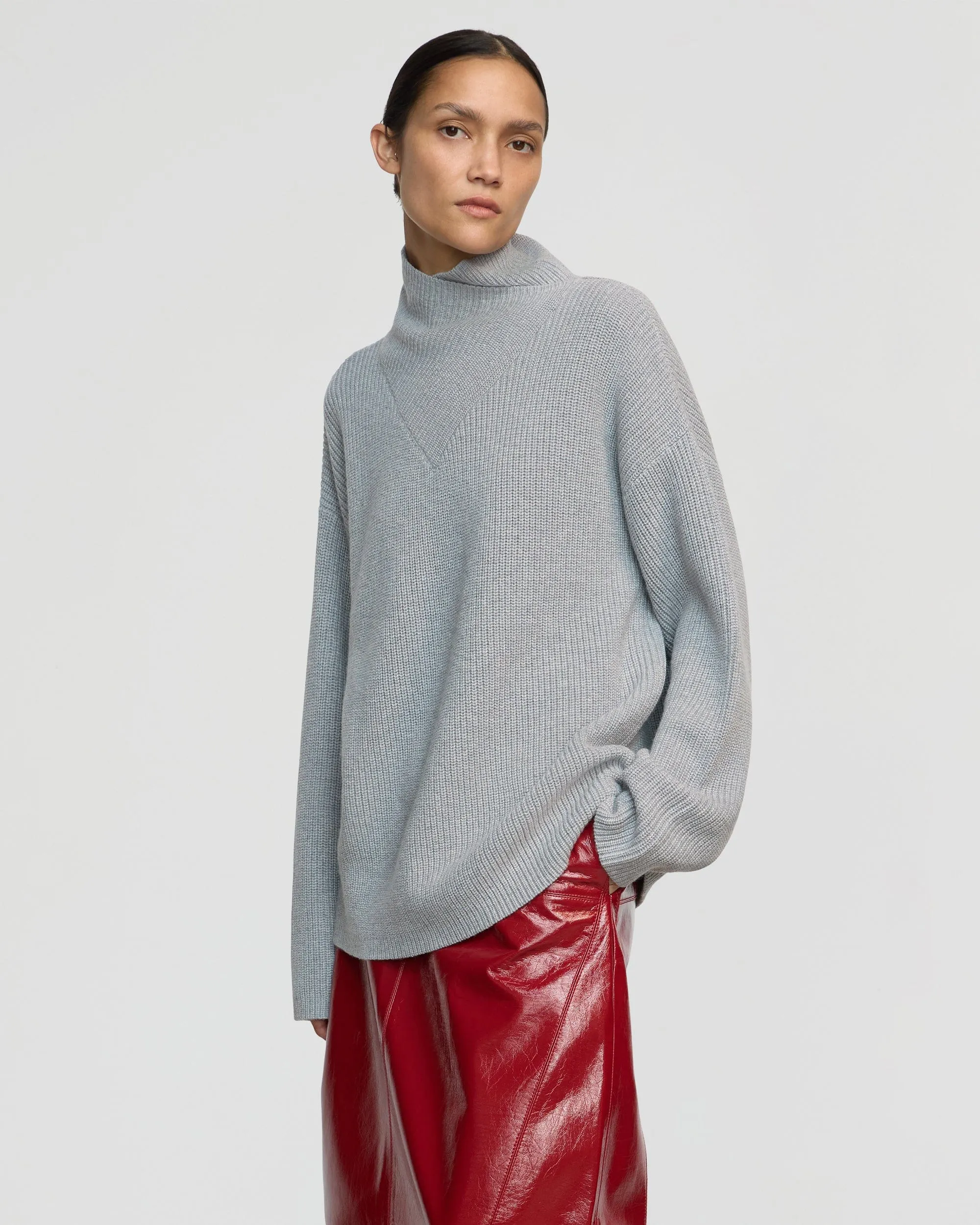 Daria Wrap-Neck Organic Cotton-Wool Sweater