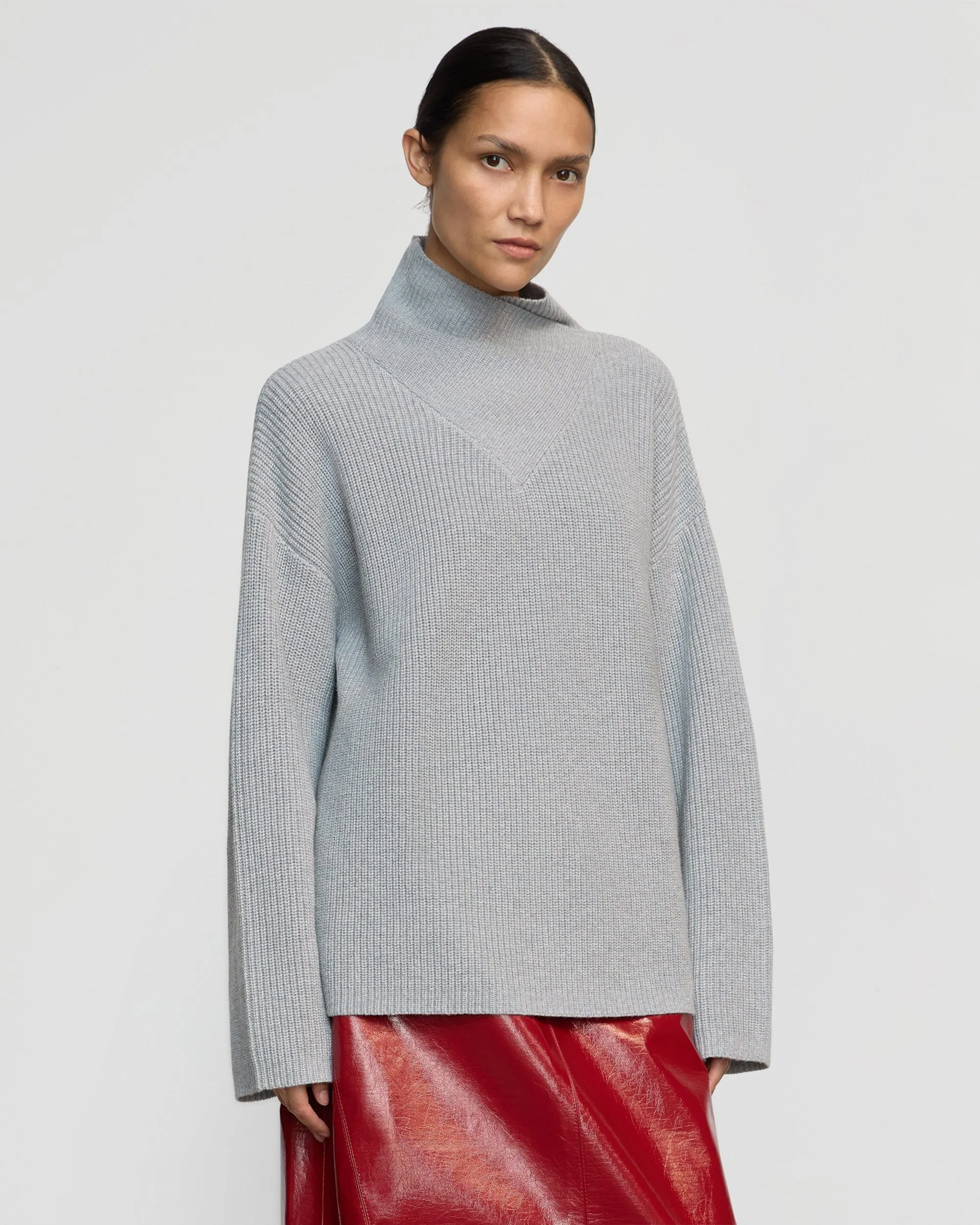 Daria Wrap-Neck Organic Cotton-Wool Sweater