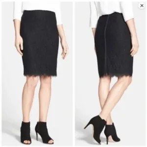 Diane Von Furstenberg DVF Black Scotia Lace Pencil Skirt, Size 12, MSRP $248