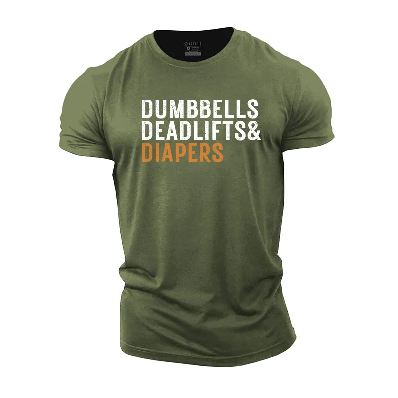 Dumbbells Deadlifts Diapers Graphic Cotton T-Shirt