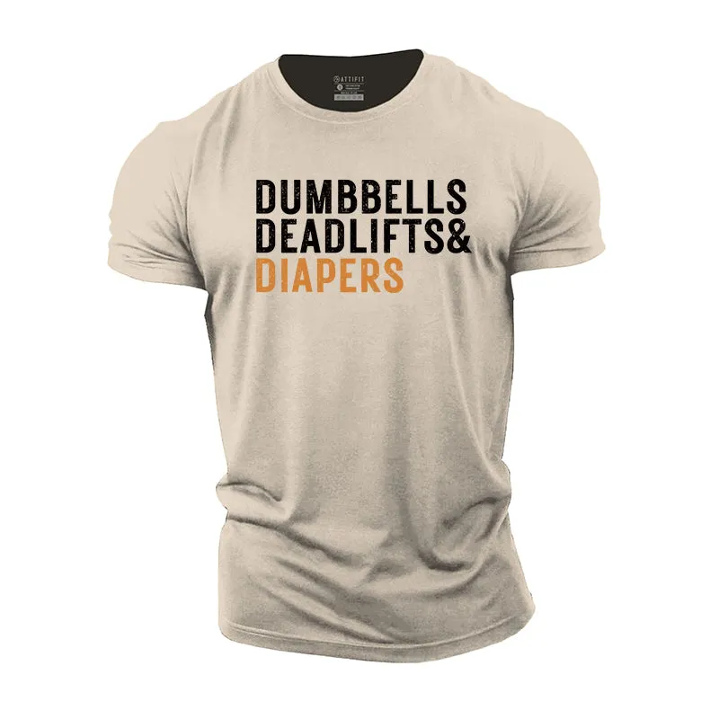 Dumbbells Deadlifts Diapers Graphic Cotton T-Shirt