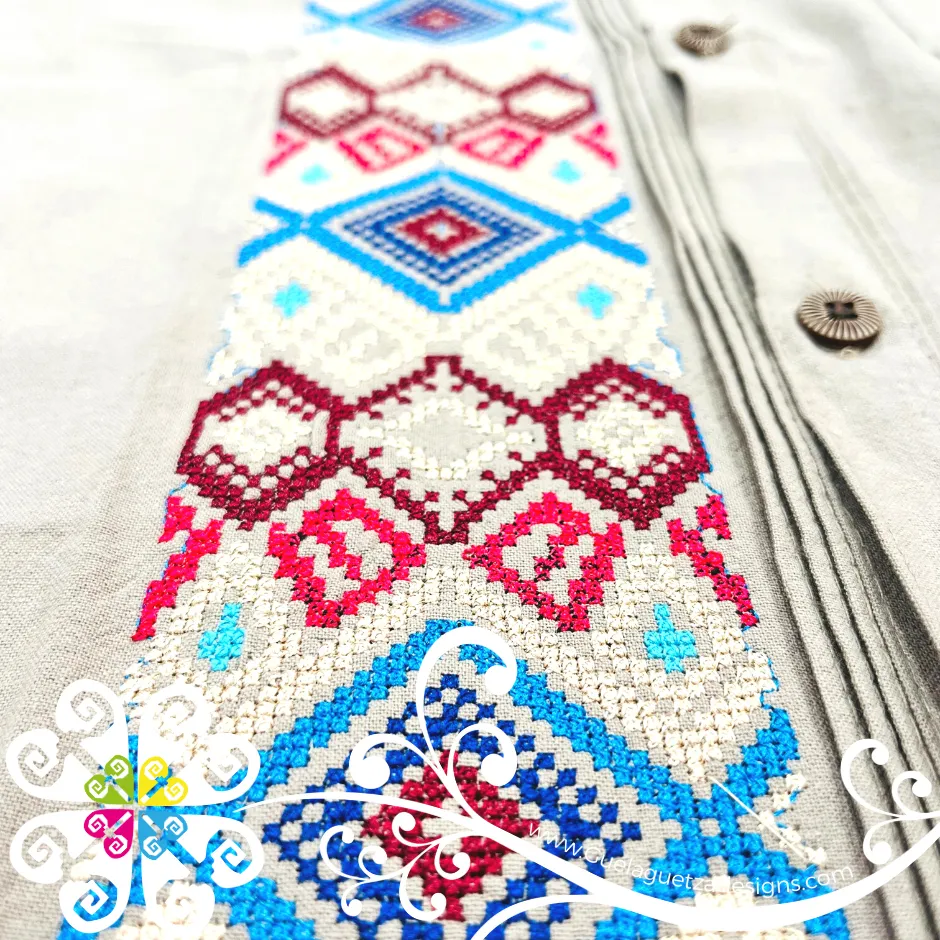 Earth Rhombus Stripe Shirt - Embroider Men Shirt