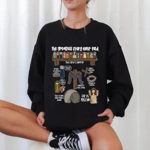 Easter Sweatshirt - The Greatest Story Ever Told: Bible Stories Kids Retro Crewneck